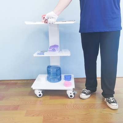 Foshan Factory Dental Equipment White Color Mobile Tool Cart with Socket SS 3 Layer Dental Mobile Cart