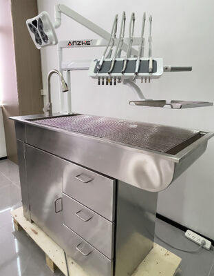 All in One Veterinary Dental Unit with Silent Oil Free Air Compressor LED Light Portable Vet Dental Equipment for Animal Clinic