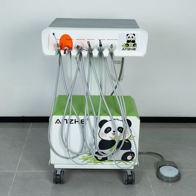 サイレントオイルフリーエアコンプレッサー付きのポータブル獣医歯科ユニット 動物歯科クリニック用の超音波スケーラーLED治癒光と吸入システム付きのコンパクト獣医歯科ワークステーション